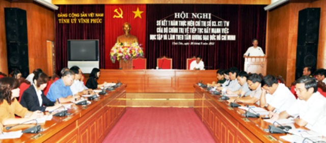 Vĩnh Phúc Sơ kết 1 năm thực hiện Chỉ thị số 03-CT TW của Bộ Chính trị